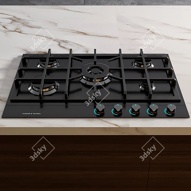  Minimalist Kitchen Set with Appliances 3D model image 4