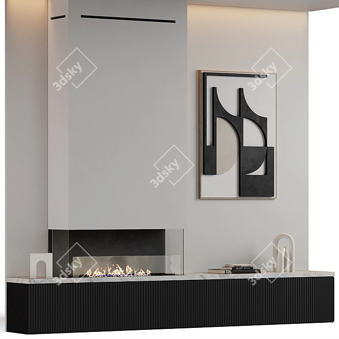 Modern Fireplace with Decor Elements 3D model image 2