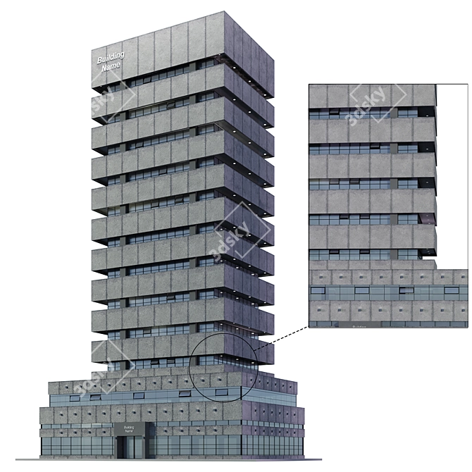 Modern Skyscraper Model Kit 3D model image 1