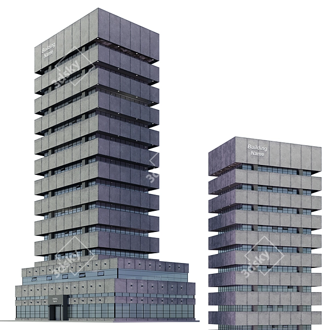 Modern Skyscraper Model Kit 3D model image 2