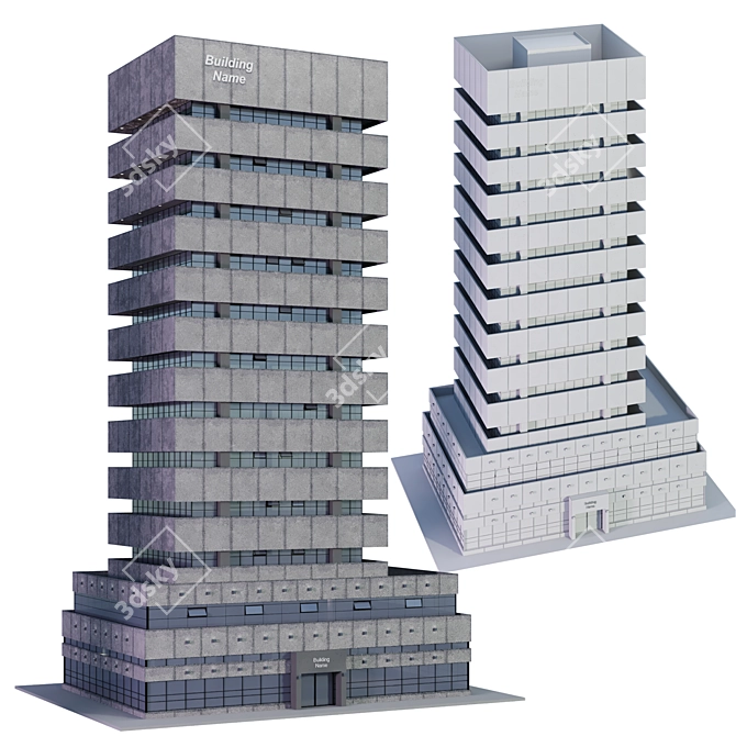 Modern Skyscraper Model Kit 3D model image 3