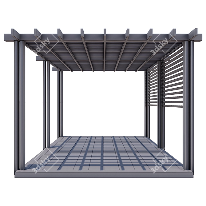 Modern Metal and Wood Gazebo 3D model image 5