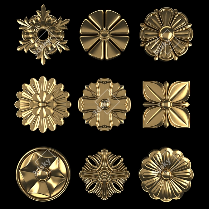 Elegant Ornament Element Pack 09 3D model image 1