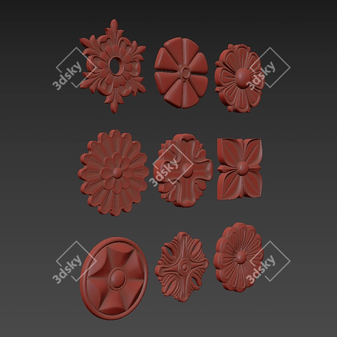 Elegant Ornament Element Pack 09 3D model image 6