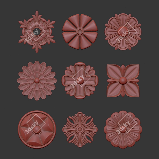 Elegant Ornament Element Pack 09 3D model image 7