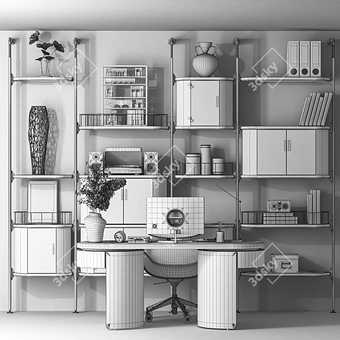 Modern Office Furnishings Set 3D model image 8