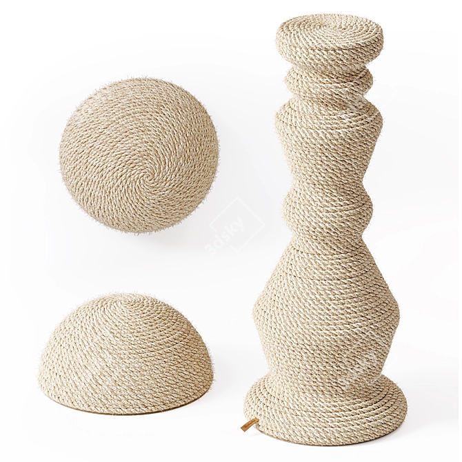 Sisal Rope Cat Scratcher Stand 3D model image 4