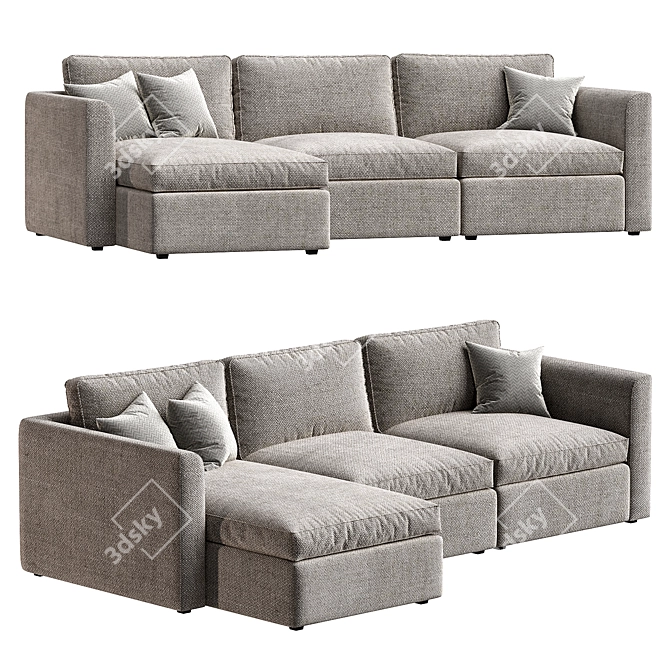  Broderick Charcoal Sectional Sofa 3D model image 2