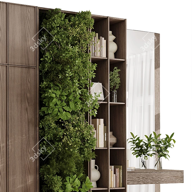 Modern Wooden Cabinets with Decorative Shelves 3D model image 3