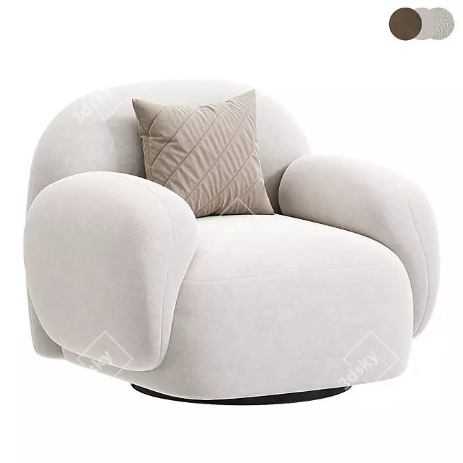 Modern Swivel Chair in Camel 3D model image 1