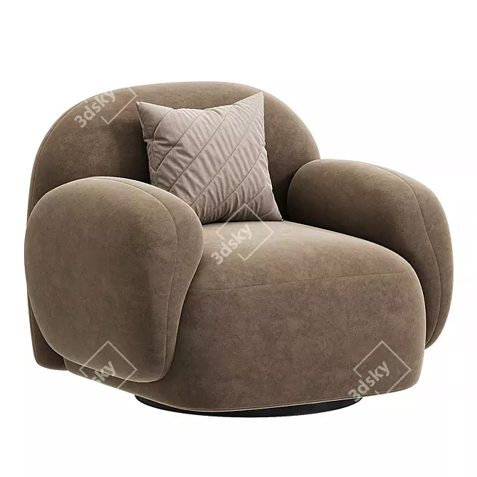 Modern Swivel Chair in Camel 3D model image 3