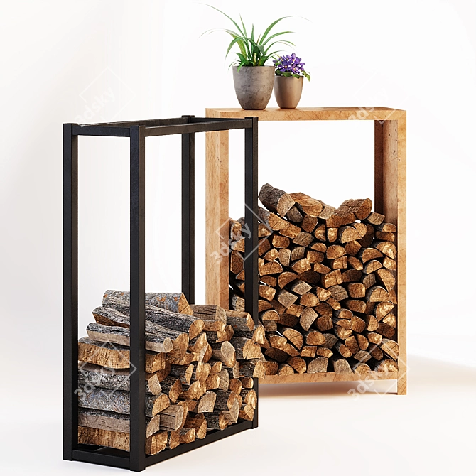  Metal Firewood Storage Racks 3D model image 2