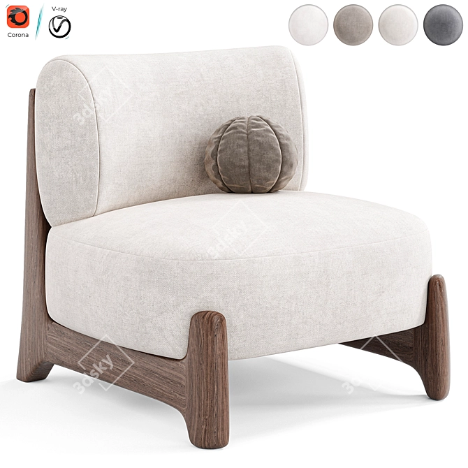 Modern Tobo Armchair in Millimeters 3D model image 1