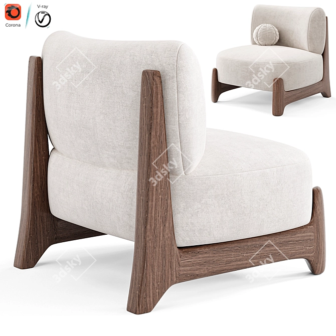 Modern Tobo Armchair in Millimeters 3D model image 2