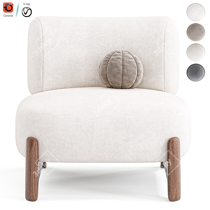 Modern Tobo Armchair in Millimeters 3D model image 3