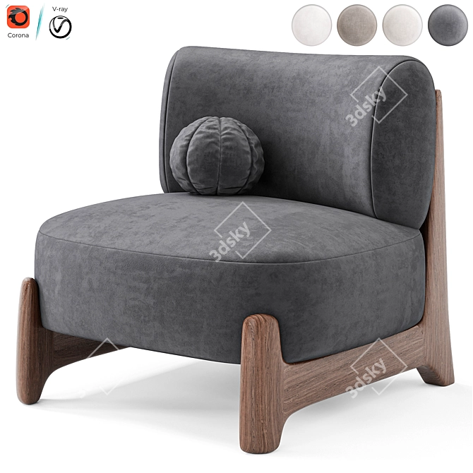 Modern Tobo Armchair in Millimeters 3D model image 6