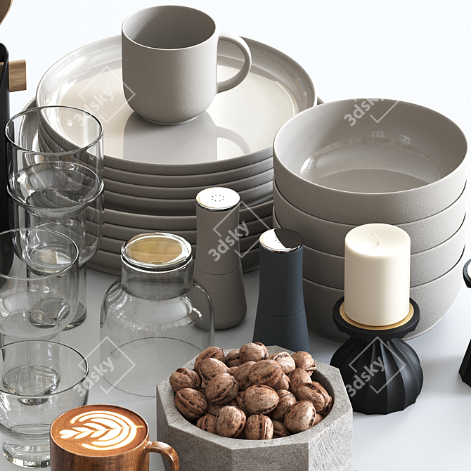 Modern Table Set Corona Vray 3D model image 2