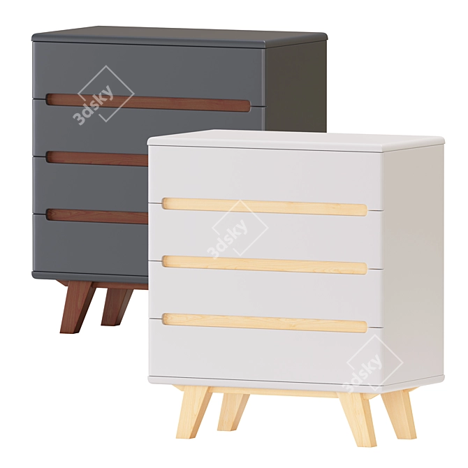 Contemporary Graphite Chest Drawers 3D model image 1