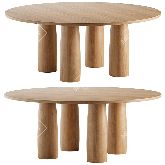 Elegant Teak Dining Table Design 3D model image 1