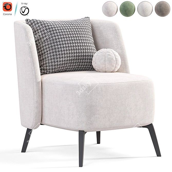 Poliform Sunday Armchair: Modern Elegance 3D model image 1