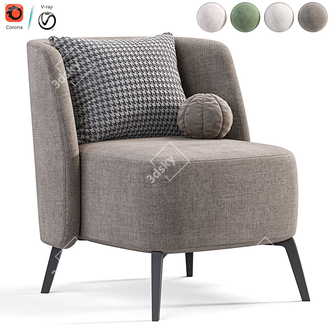 Poliform Sunday Armchair: Modern Elegance 3D model image 3