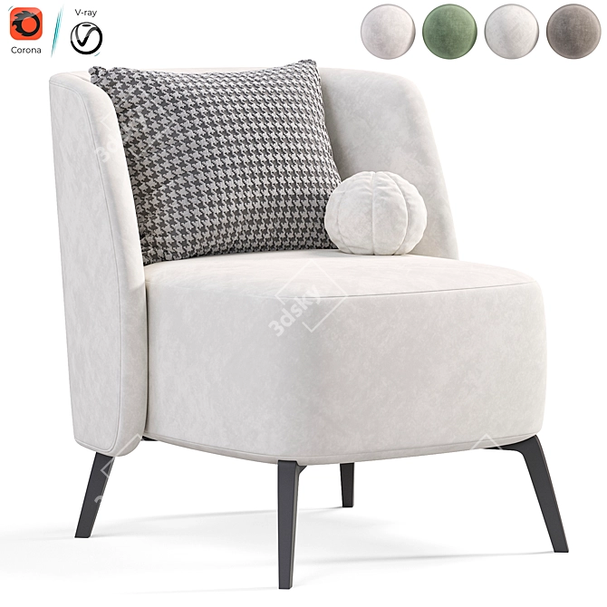 Poliform Sunday Armchair: Modern Elegance 3D model image 4