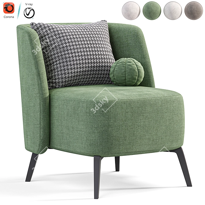 Poliform Sunday Armchair: Modern Elegance 3D model image 5