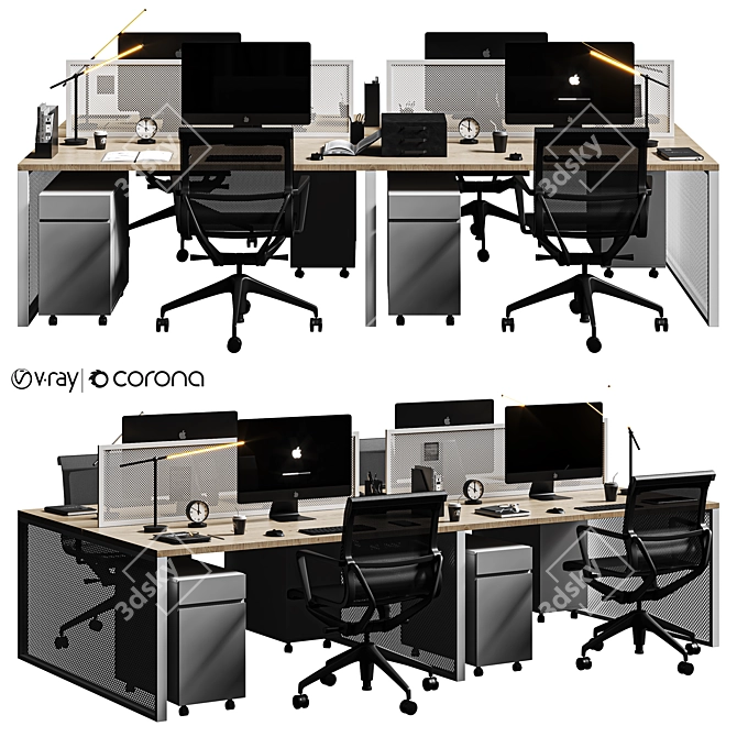  Sleek Grey Office Set 3D model image 3