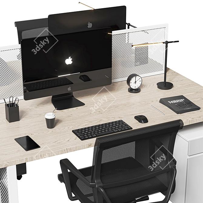  Sleek Grey Office Set 3D model image 8