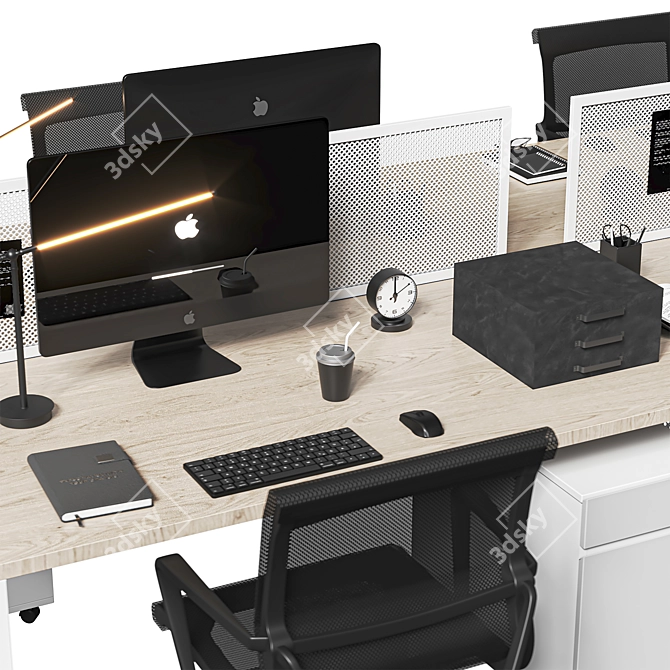  Sleek Grey Office Set 3D model image 10