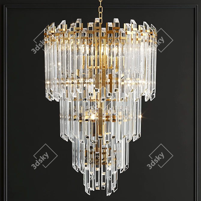 Exquisite Three-Tier Chandelier Beauty 3D model image 2