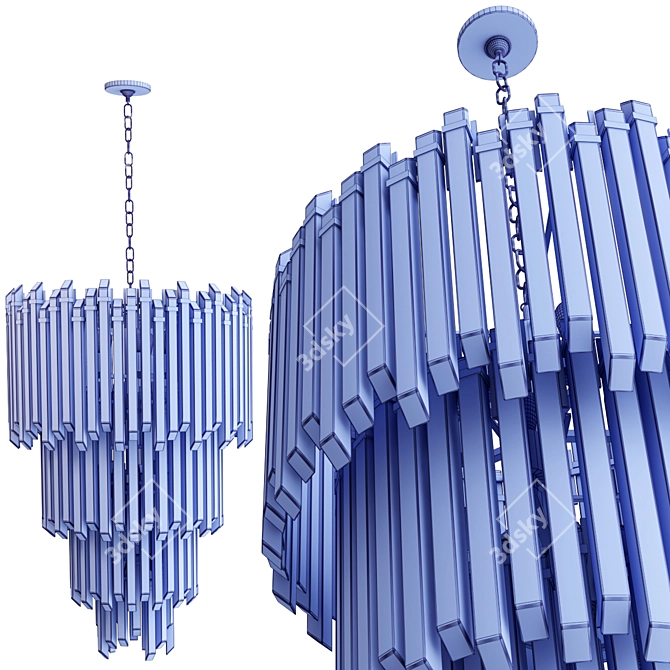 Exquisite Three-Tier Chandelier Beauty 3D model image 4