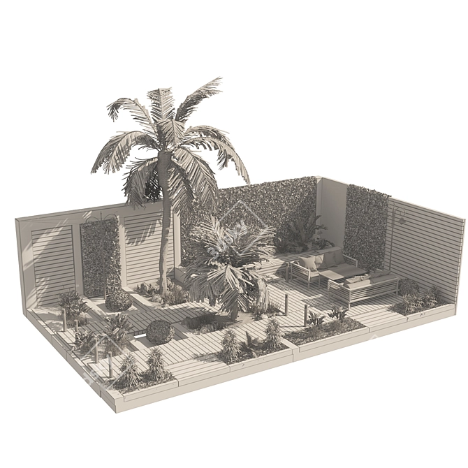 Modern Garden Yard 3D Model 3D model image 4