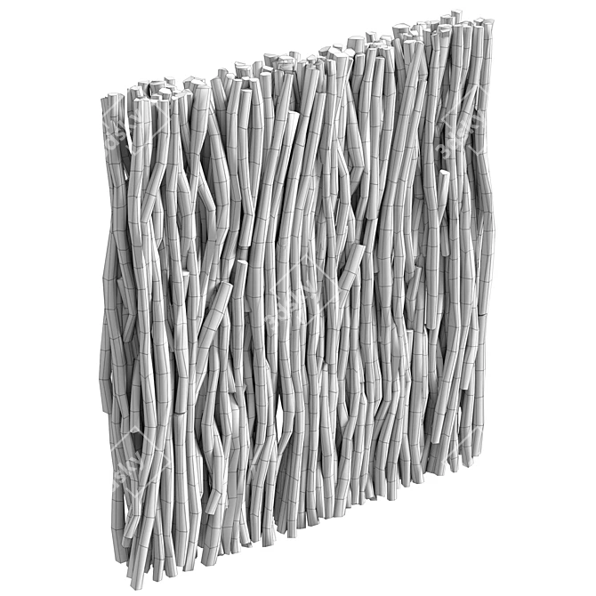 Gathered Teak Wood Wall Art 3D model image 6