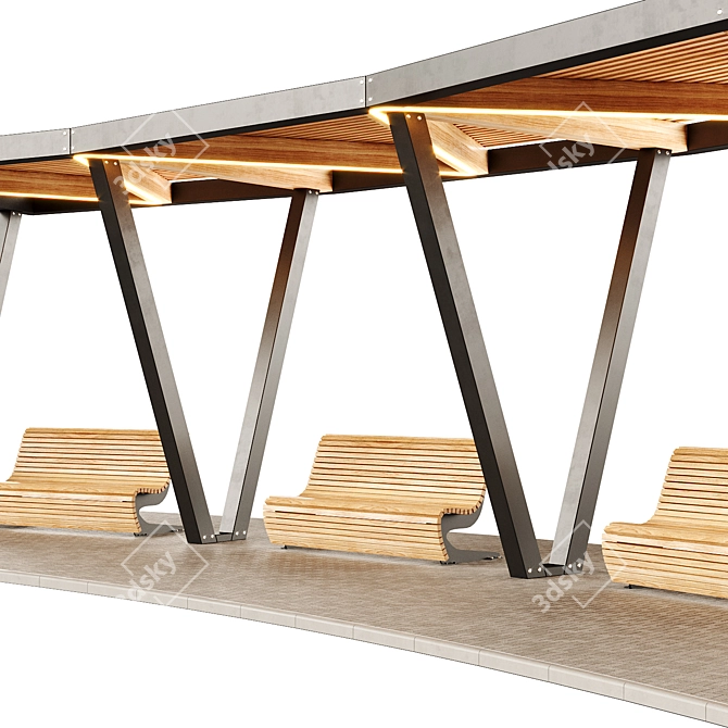 Swing Pergola with Bench 2 3D model image 3