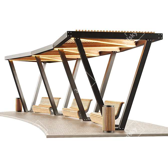 Swing Pergola with Bench 2 3D model image 5