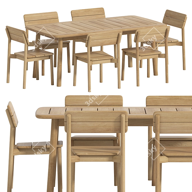 Modern Table Chair Set Tanso 3D model image 1