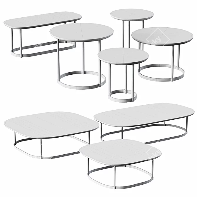 Sleek Regent Table Set 3D model image 4