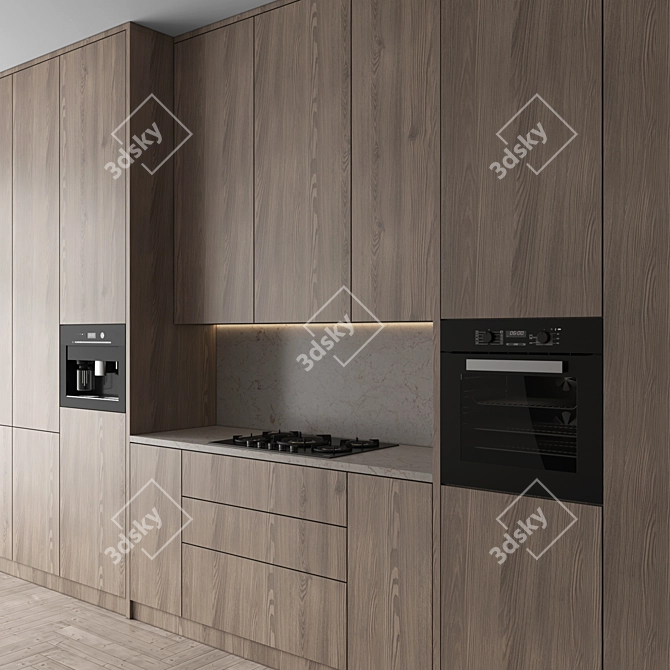 Modern Kitchen with Appliances 3D model image 2