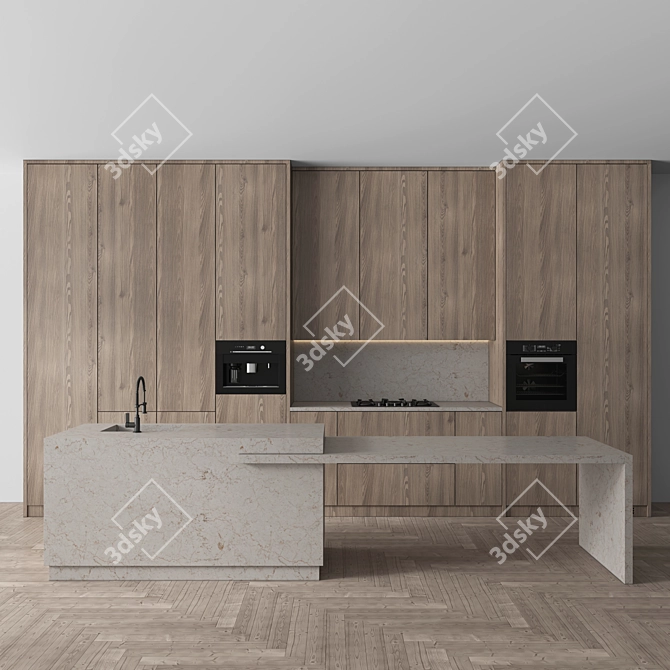 Modern Kitchen with Appliances 3D model image 3