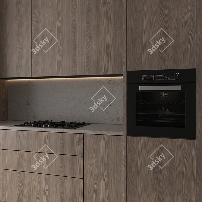 Modern Kitchen with Appliances 3D model image 4