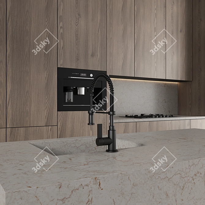 Modern Kitchen with Appliances 3D model image 5