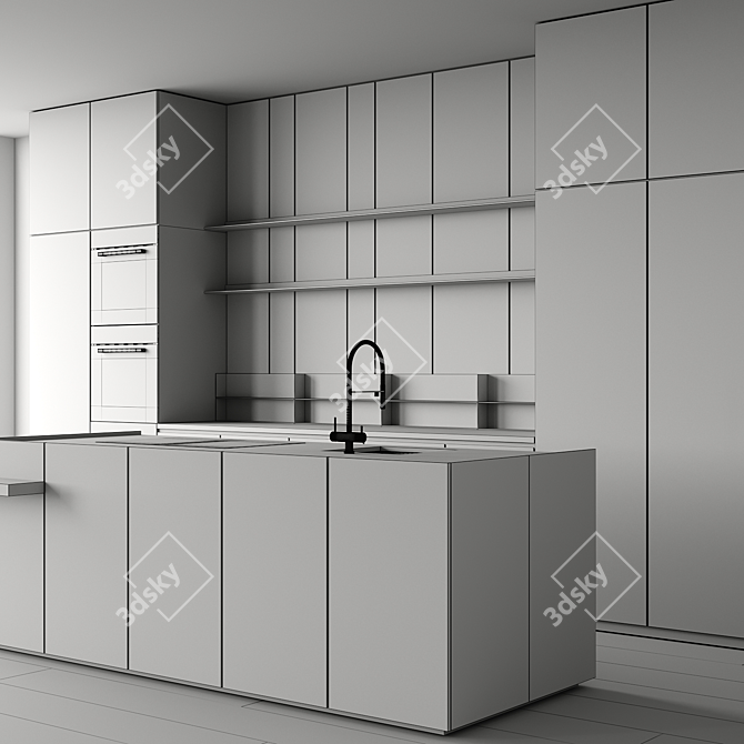 Modern Kitchen Design Model Kit 3D model image 7