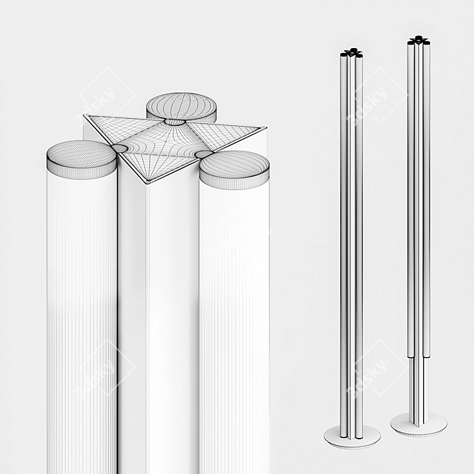 Minimalist Dreispitz Floor Lamp 3D model image 2