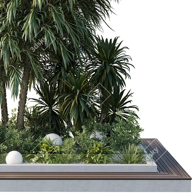 Tropical Outdoor Garden Plants Set 3D model image 5