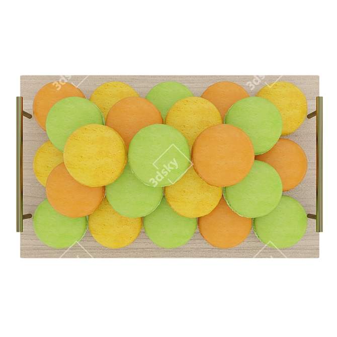 Colorful Macaroon Tray with 3 Varieties 3D model image 4