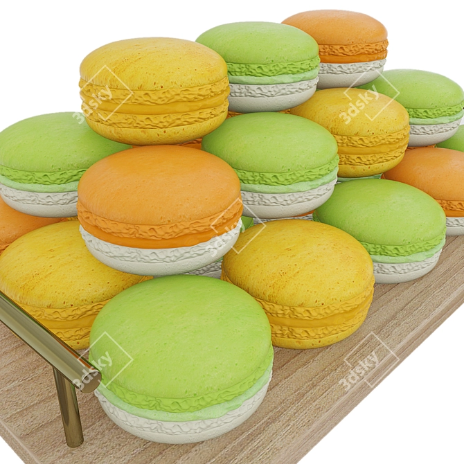 Colorful Macaroon Tray with 3 Varieties 3D model image 5