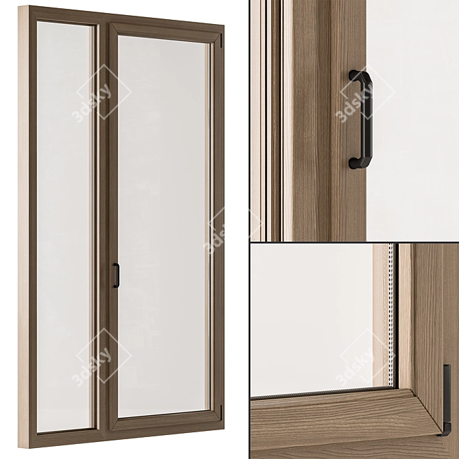 Modern Wood Glass Door Set 3D model image 1