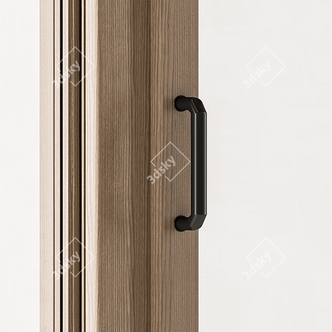 Modern Wood Glass Door Set 3D model image 2