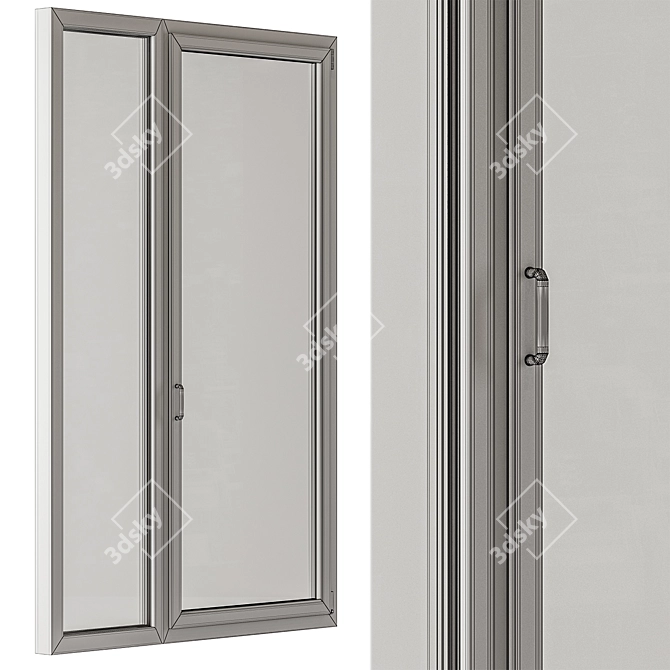 Modern Wood Glass Door Set 3D model image 4